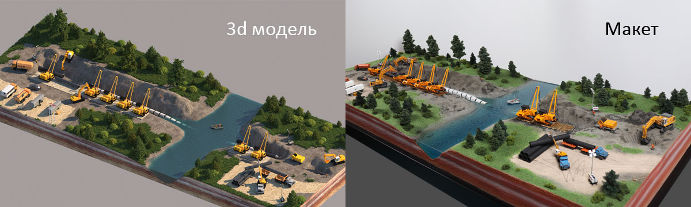 Model with moving trains and cars for Gazprom