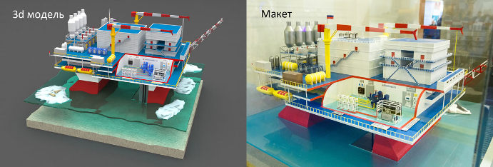 3d модель макета нефтяной платформы на Газовый форум