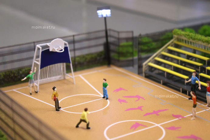 Basketball court of residential complex on the model