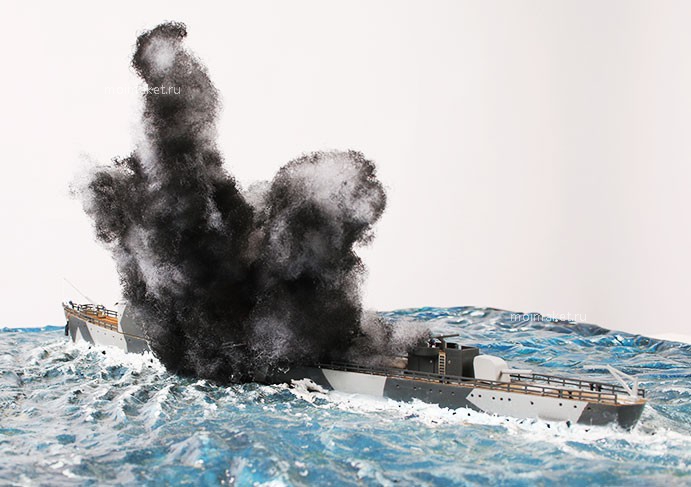 Model of explosion on the ship