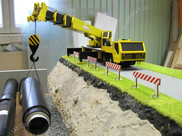 Model of pipe layer with pipes