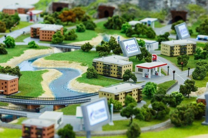 Model of towns with river