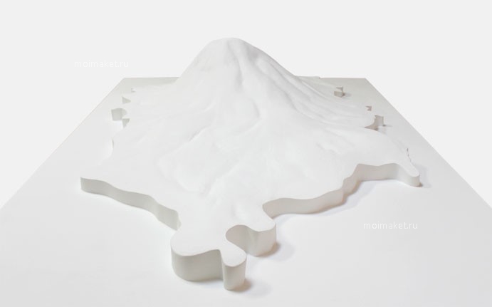 White-colored Matua island relief on the model